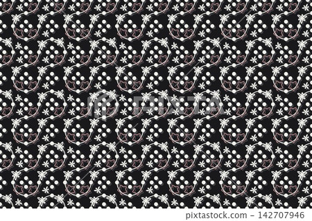 Seamless high contrast pattern of leaves and daisies Seamless high contrast pattern of leaves and daisies 142707946