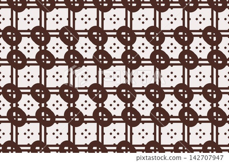 Modern geometric seamless tile, alternating flowing curves in red 142707947