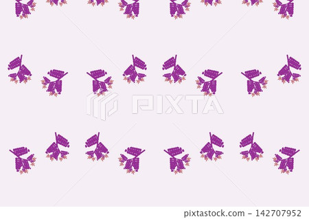 Seamless purple pattern of serrated fern leaves and pompoms Seamless purple pattern of serrated fern leaves and pompoms 142707952