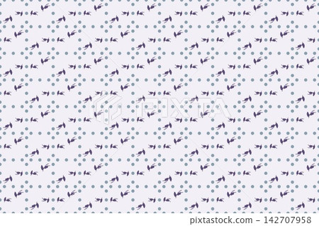 Hand drawn wavy fern leaves and lavender seamless repeat pattern in lilac Hand drawn wavy fern leaves and lavender seamless repeat pattern in lilac 142707958