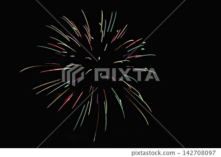 Fireworks lighting up the night sky. Pyrotechnics, abstract Fireworks lighting up the night sky. Pyrotechnics, abstract 142708097