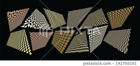 Elegant memphis ornament 3D perspective layer design set Elegant memphis ornament 3D perspective layer design set 142708161