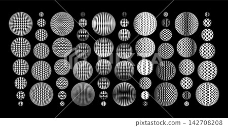 Dynamic halftone pixel abstract sphere ball design bundle 142708208