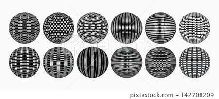 Futuristic technology dynamic line pixel sphere ball design set Futuristic technology dynamic line pixel sphere ball design set 142708209