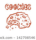 Cute Chocolate Chip Cookie Illustration 142708546