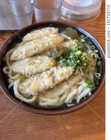 Fukuoka specialty: Goboten Udon (udon noodles with burdock tempura) Fukuoka specialty: Goboten Udon (udon noodles with burdock tempura) 142708716