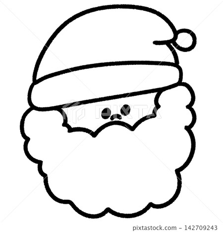 Cute, hand-drawn Santa Claus face illustration (monochrome) Cute, hand-drawn Santa Claus face illustration (monochrome) 142709243