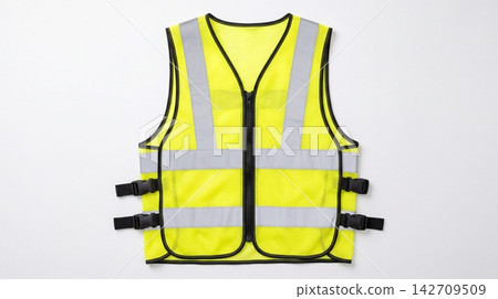 High visibility yellow safety vest with reflective strips visibility reflective construction workwear protection clothing industrial emergency equipment security engineer roadwork High visibility yellow safety vest with reflective strips visibility reflective construction workwear protection clothing industrial emergency equipment security engineer roadwork 142709509