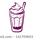 Hand Drawn Whipped Cream Coffee Cup 142709603