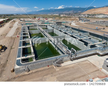 Drone view of the water reclamation facility in Salt Lake City Drone view of the water reclamation facility in Salt Lake City 142709669