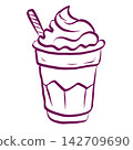 Hand Drawn Whipped Cream Coffee Cup 142709690