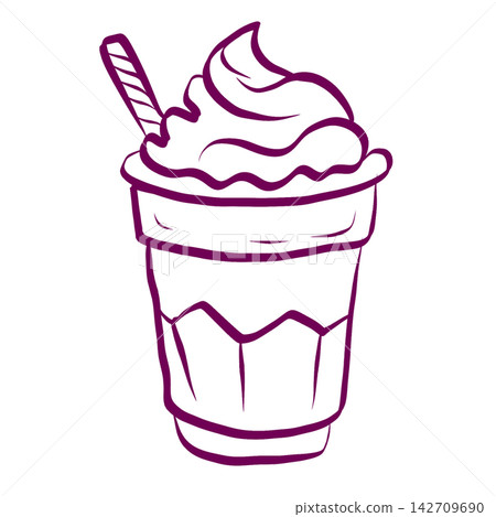 Hand Drawn Whipped Cream Coffee Cup Hand Drawn Whipped Cream Coffee Cup 142709690