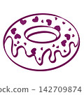 Hand Drawn Glazed Donut Illustration 142709874