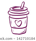 Hand Drawn Takeaway Coffee Cup 142710184