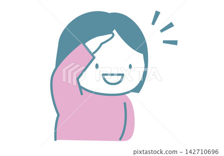An illustration of a girl smiling after discovering something. An illustration of a girl smiling after discovering something. 142710696