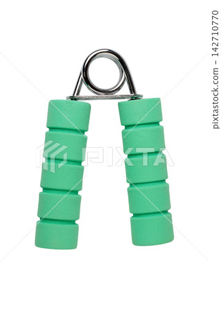 A PNG image of a bright green handgrip cut out from directly above. A PNG image of a bright green handgrip cut out from directly above. 142710770