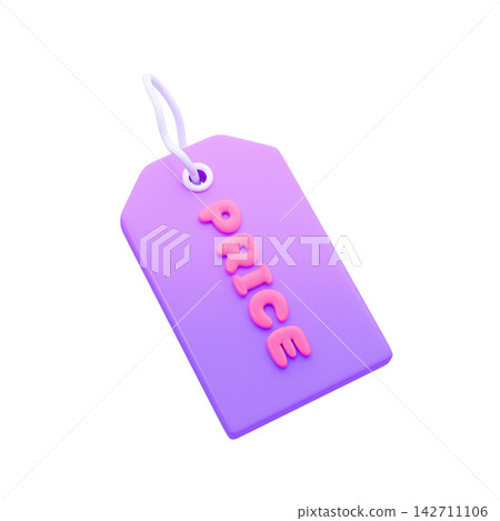 Cute online shopping/e-commerce icon, 3D illustration, price tag. Cute online shopping/e-commerce icon, 3D illustration, price tag. 142711106