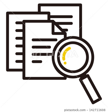 Magnifying glass and document illustration set Magnifying glass and document illustration set 142711608