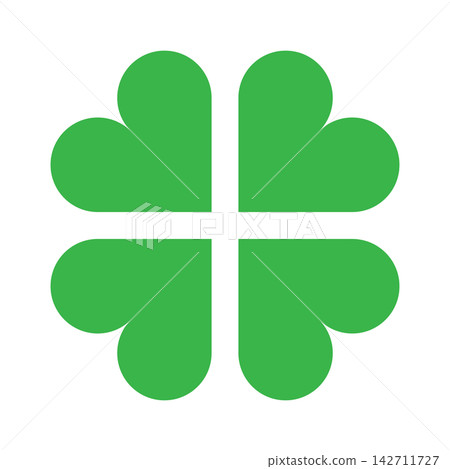 A simple four-leaf clover icon with cute heart-shaped leaves. A simple four-leaf clover icon with cute heart-shaped leaves. 142711727