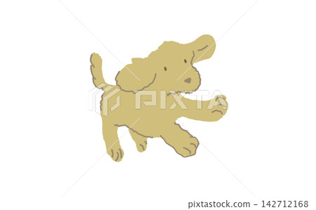 Hand-drawn illustration of a running dog, cute animal material in beige color. Hand-drawn illustration of a running dog, cute animal material in beige color. 142712168