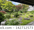 花園裡綠樹成蔭，有些樹木呈現出秋天的色彩。 142712573