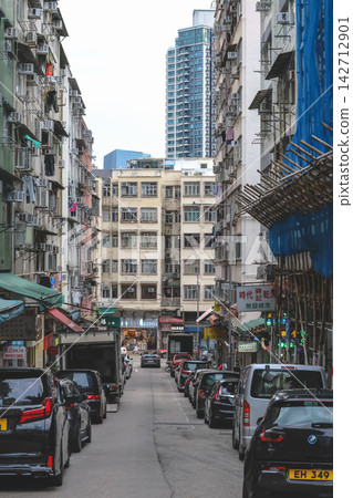 Hong Kong Aug 29 2026 Old residential tenement buildings at Fung Tak Hong Kong Aug 29 2026 Old residential tenement buildings at Fung Tak 142712901