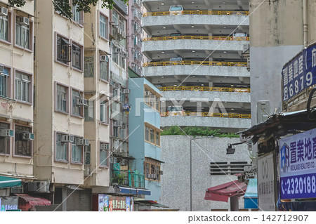 Hong Kong Aug 29 2026 Old residential tenement buildings at Fung Tak Hong Kong Aug 29 2026 Old residential tenement buildings at Fung Tak 142712907