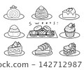 Coloring pages of various Western sweets 142712987