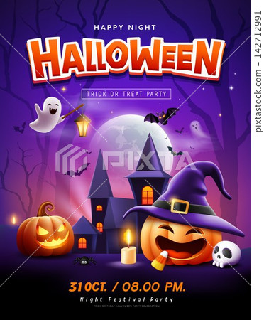 Halloween happy night party festival purple poster design.eps Halloween happy night party festival purple poster design.eps 142712991