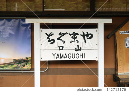Retro station sign at Yamaguchi Station Retro station sign at Yamaguchi Station 142713176