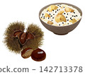 Chestnut burrs (brown) and chestnut rice 142713378