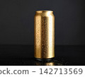 Chilled Golden Beverage Can on Dark Background 142713569