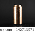 Chilled Golden Beverage Can on Dark Background 142713571