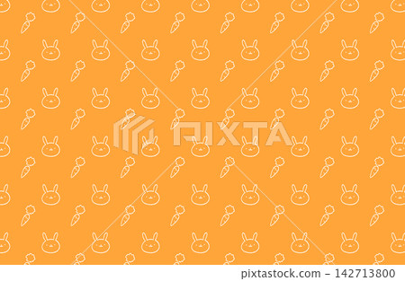 Cute rabbit and carrot seamless pattern on an orange background Cute rabbit and carrot seamless pattern on an orange background 142713800