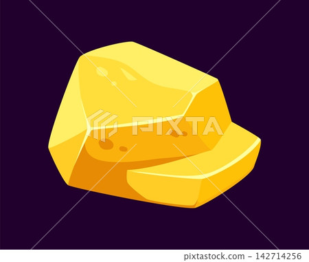 Golden nugget or mine ore rock stone and crystal gemstone cartoon icon. Gold nugget or goldmine bullion of raw golden block piece or amber gem with glossy shine of precious jewel with sparkle shine Golden nugget or mine ore rock stone and crystal gemstone cartoon icon. Gold nugget or goldmine bullion of raw golden block piece or amber gem with glossy shine of precious jewel with sparkle shine 142714256