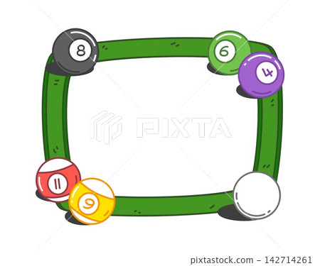 Cartoon billiards snooker and pool game memo note frame and paper sheet pad. Kids memo note or sticky post and to do planner sticker with sport billiard snooker balls on table for diary plan reminder Cartoon billiards snooker and pool game memo note frame and paper sheet pad. Kids memo note or sticky post and to do planner sticker with sport billiard snooker balls on table for diary plan reminder 142714261