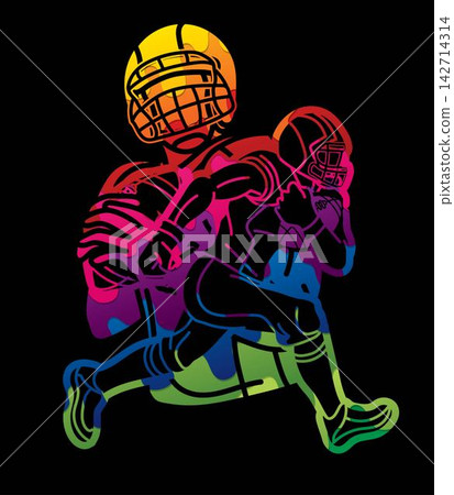 American Football Sport Players Mix Action Cartoon Graphic Vector American Football Sport Players Mix Action Cartoon Graphic Vector 142714314