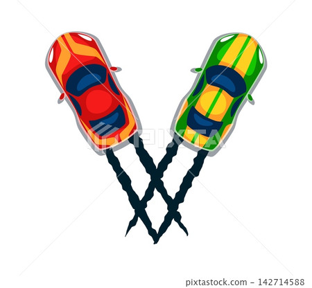 Racing font cartoon drag race cars and tire skids letter V. Auto rally typeset element, automobile race type vector sign. Car motorsport cartoon font symbol or road racing letter Racing font cartoon drag race cars and tire skids letter V. Auto rally typeset element, automobile race type vector sign. Car motorsport cartoon font symbol or road racing letter 142714588