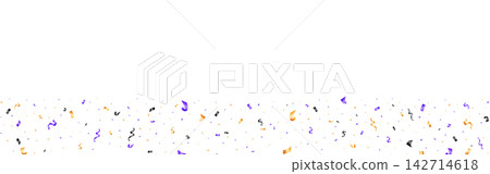 Halloween confetti background. Birthday and holiday greeting illustration. Colorful falling elements for card design. Vector backdrop Halloween confetti background. Birthday and holiday greeting illustration. Colorful falling elements for card design. Vector backdrop 142714618