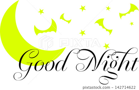 Good Night - An illustration of a moonlit night and a "Good Night" logo. 142714622