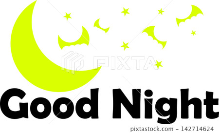 Good Night - An illustration of a moonlit night and a "Good Night" logo. Good Night - An illustration of a moonlit night and a "Good Night" logo. 142714624