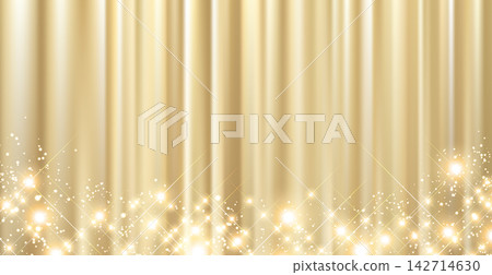 Sparkling lights and gold curtains - luxurious backdrop Sparkling lights and gold curtains - luxurious backdrop 142714630