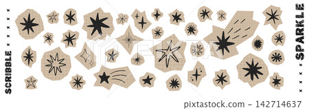 Crayon star icon set. Abstract star and comet illustrations. Chalk and wax sparkle set. Cut out vector doodles. Scrapbook collage sticker set Crayon star icon set. Abstract star and comet illustrations. Chalk and wax sparkle set. Cut out vector doodles. Scrapbook collage sticker set 142714637