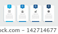 Business infographic banner template with 4 blue steps for presentation process. 142714677