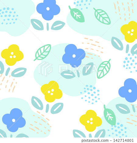 Square background with yellow and blue flowers Square background with yellow and blue flowers 142714801