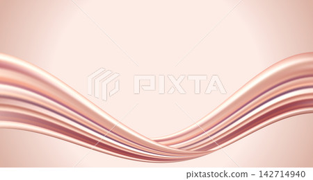 一幅奢華的玫瑰金抽象背景插畫，描繪了流動的波浪和邊框。 142714940