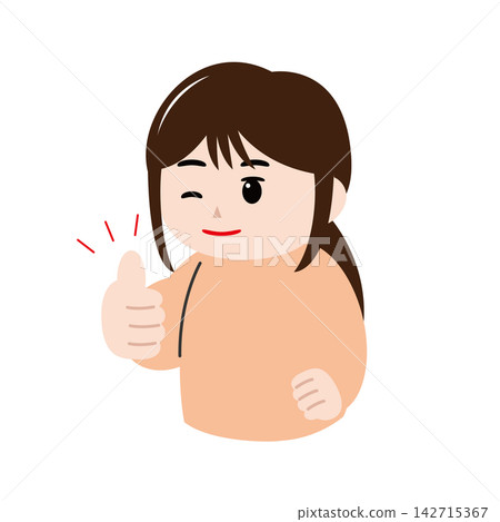 一幅年輕女子豎起大拇指的插圖。 一幅年輕女子豎起大拇指的插圖。 142715367