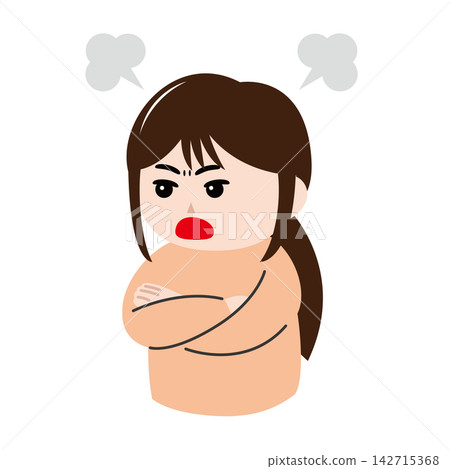 年輕女子憤怒地表達自己觀點的插圖。 142715368