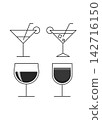 Minimalist Cocktail and Wine Glass Icons 142716150