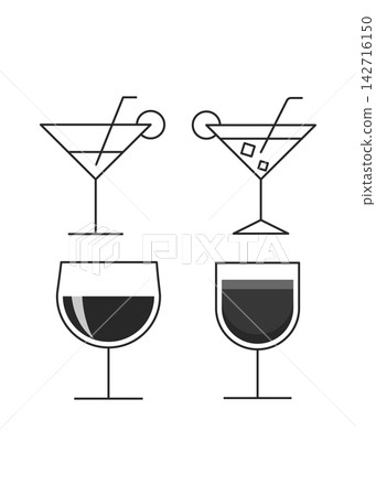 Minimalist Cocktail and Wine Glass Icons Minimalist Cocktail and Wine Glass Icons 142716150